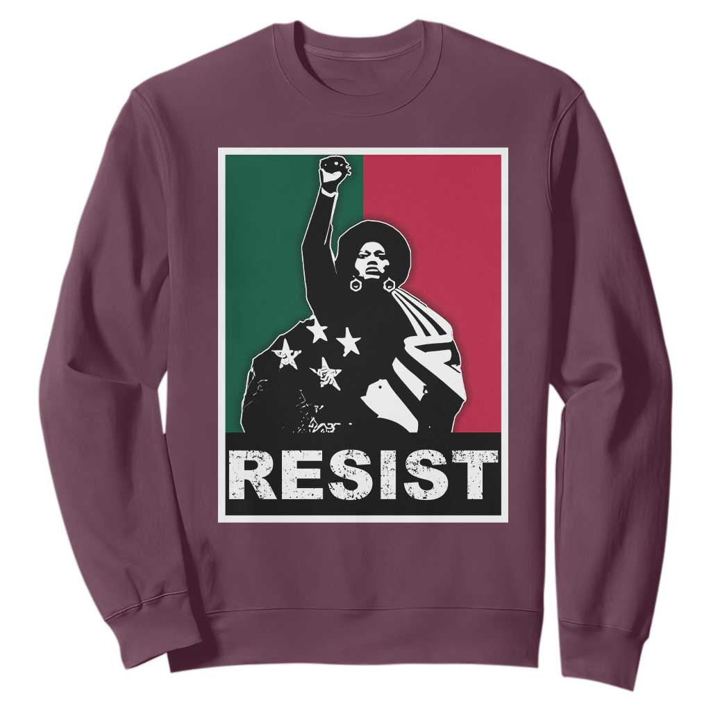Resist Angela Davis Sweatshirt Black Panther Party History Civil Rights TS09 Maroon Print Your Wear