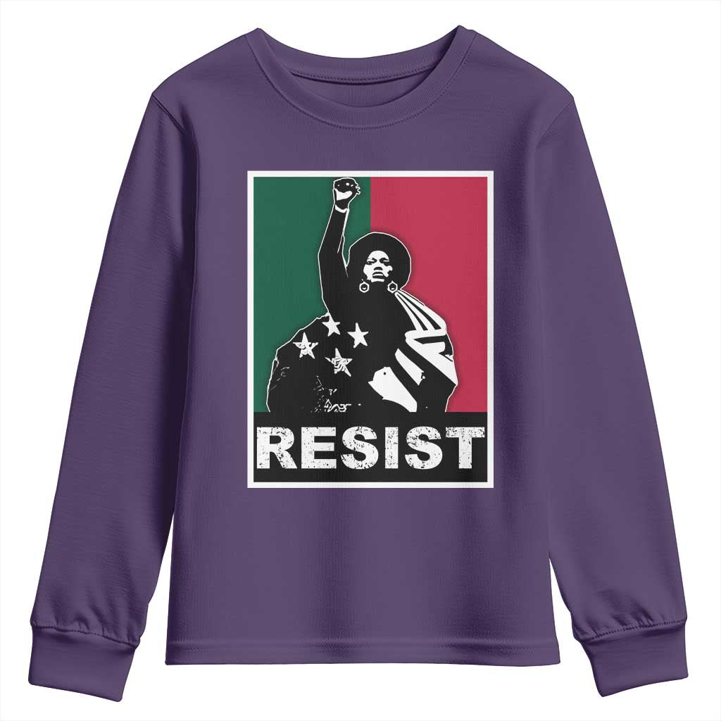 Resist Angela Davis Youth Sweatshirt Black Panther Party History Civil Rights TS09 Purple Print Your Wear