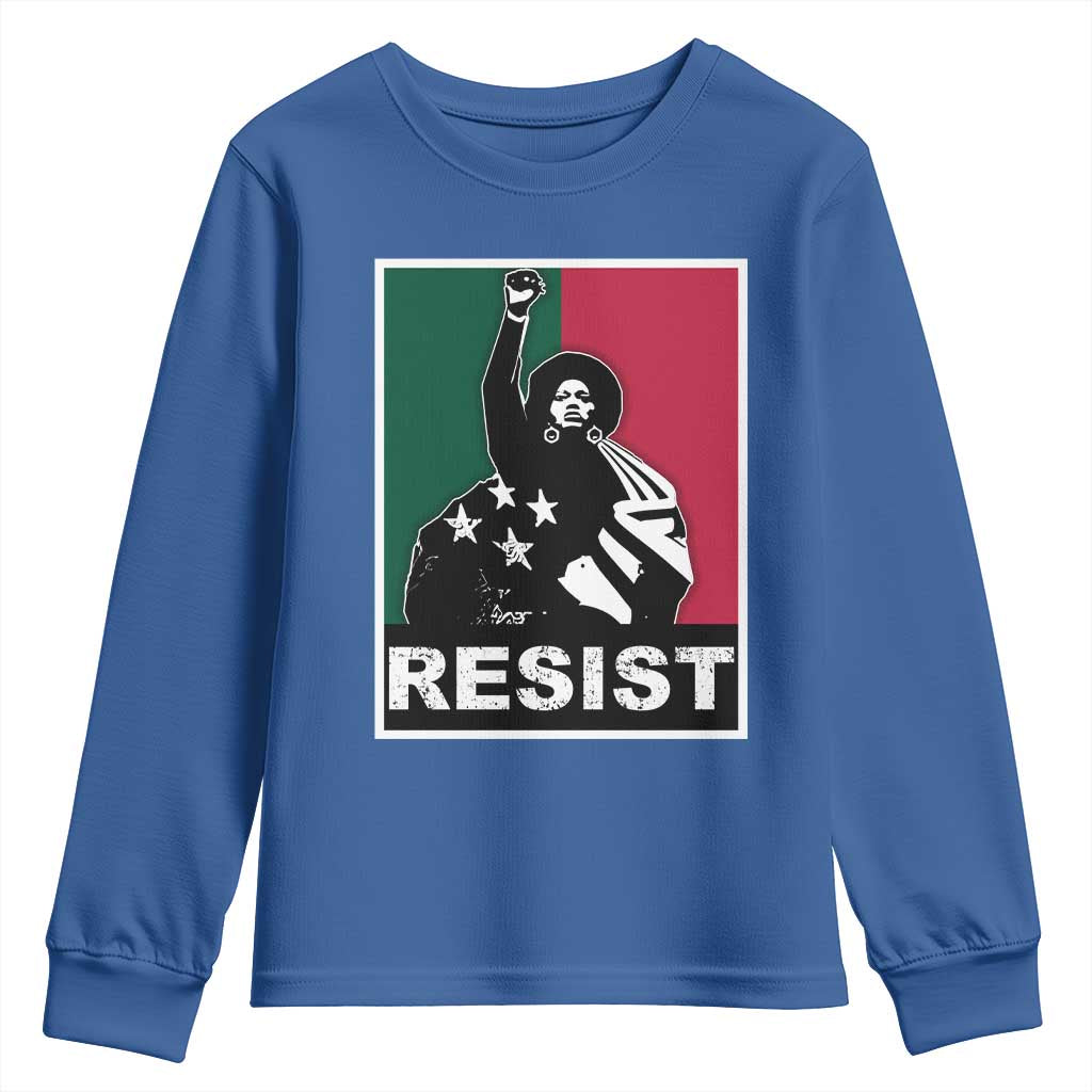 Resist Angela Davis Youth Sweatshirt Black Panther Party History Civil Rights TS09 Royal Blue Print Your Wear