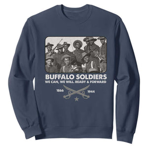 Buffalo Soldiers Sweatshirt We Can We Will Ready Forward Black History TS09 Navy Print Your Wear