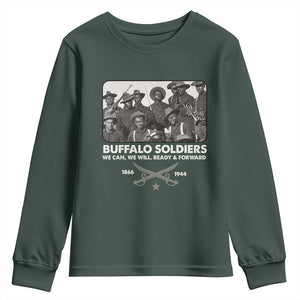 Buffalo Soldiers Youth Sweatshirt We Can We Will Ready Forward Black History TS09 Dark Forest Green Print Your Wear