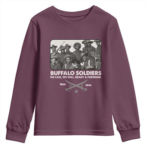 Buffalo Soldiers Youth Sweatshirt We Can We Will Ready Forward Black History TS09 Maroon Print Your Wear