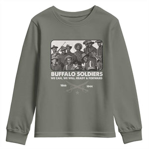 Buffalo Soldiers Youth Sweatshirt We Can We Will Ready Forward Black History TS09 Military Green Print Your Wear