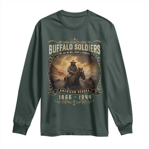 Buffalo Soldiers Long Sleeve Shirt American Heros Cavalry Black History TS09 Dark Forest Green Print Your Wear