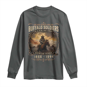 Buffalo Soldiers Long Sleeve Shirt American Heros Cavalry Black History TS09 Dark Heather Print Your Wear