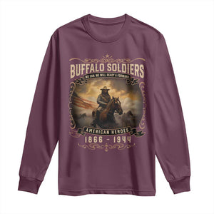 Buffalo Soldiers Long Sleeve Shirt American Heros Cavalry Black History TS09 Maroon Print Your Wear