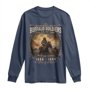 Buffalo Soldiers Long Sleeve Shirt American Heros Cavalry Black History TS09 Navy Print Your Wear