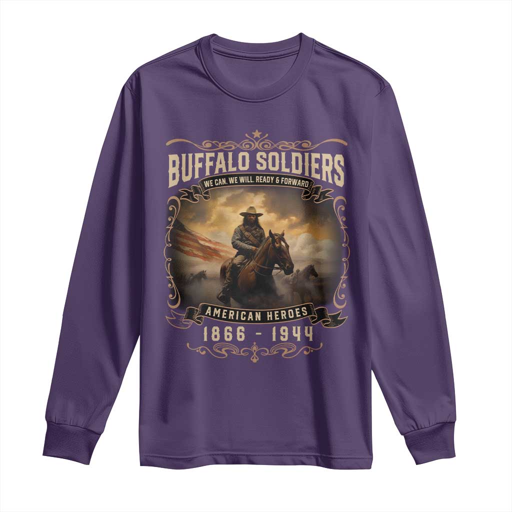 Buffalo Soldiers Long Sleeve Shirt American Heros Cavalry Black History TS09 Purple Print Your Wear
