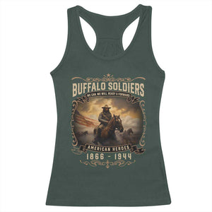 Buffalo Soldiers Racerback Tank Top American Heros Cavalry Black History TS09 Dark Forest Green Print Your Wear