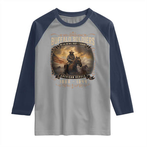 Buffalo Soldiers Raglan Shirt American Heros Cavalry Black History TS09 Sport Gray Navy Print Your Wear