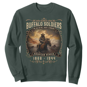 Buffalo Soldiers Sweatshirt American Heros Cavalry Black History TS09 Dark Forest Green Print Your Wear