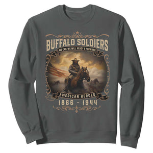 Buffalo Soldiers Sweatshirt American Heros Cavalry Black History TS09 Dark Heather Print Your Wear