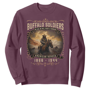 Buffalo Soldiers Sweatshirt American Heros Cavalry Black History TS09 Maroon Print Your Wear