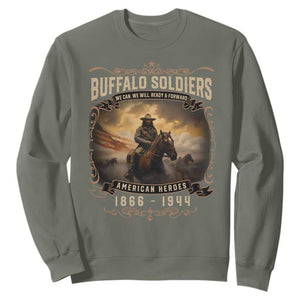 Buffalo Soldiers Sweatshirt American Heros Cavalry Black History TS09 Military Green Print Your Wear