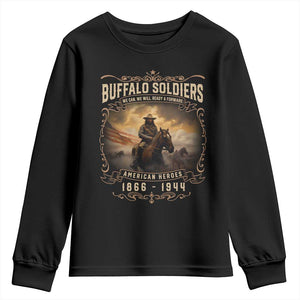 Buffalo Soldiers Youth Sweatshirt American Heros Cavalry Black History TS09 Black Print Your Wear