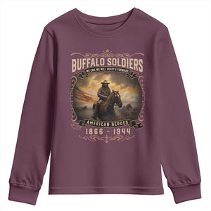 Buffalo Soldiers Youth Sweatshirt American Heros Cavalry Black History TS09 Maroon Print Your Wear