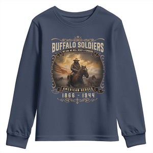 Buffalo Soldiers Youth Sweatshirt American Heros Cavalry Black History TS09 Navy Print Your Wear