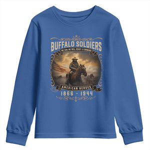 Buffalo Soldiers Youth Sweatshirt American Heros Cavalry Black History TS09 Royal Blue Print Your Wear