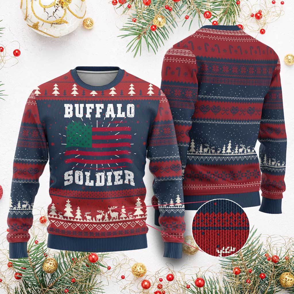 Buffalo Soldiers Ugly Christmas Sweater African American Cavalry Black History TS09 Burgundy Print Your Wear