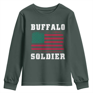 Buffalo Soldiers Youth Sweatshirt African American Cavalry Black History TS09 Dark Forest Green Print Your Wear