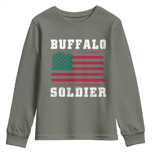 Buffalo Soldiers Youth Sweatshirt African American Cavalry Black History TS09 Military Green Print Your Wear