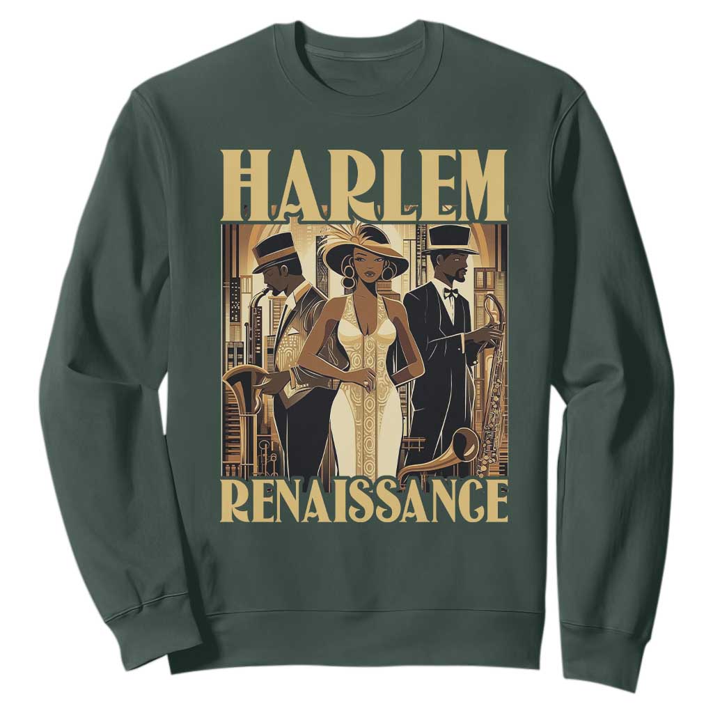 Harlem Renaissance Sweatshirt 1920s Black History Month TS09 Dark Forest Green Print Your Wear