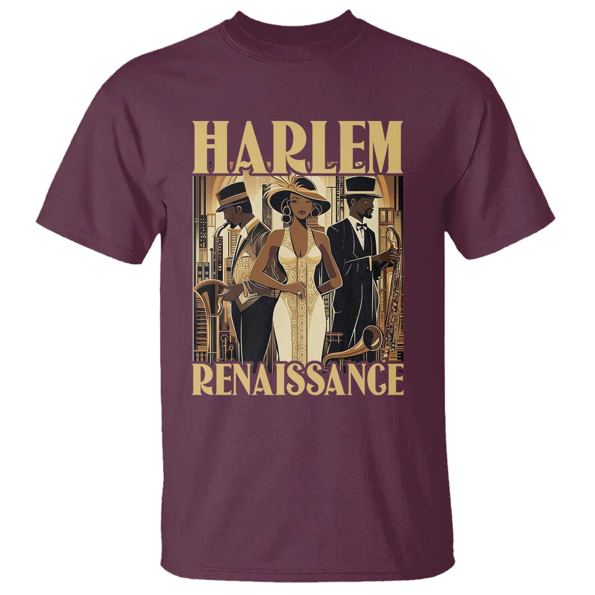 Harlem Renaissance T Shirt 1920s Black History Month TS09 Maroon Print Your Wear