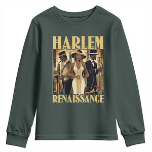 Harlem Renaissance Youth Sweatshirt 1920s Black History Month TS09 Dark Forest Green Print Your Wear