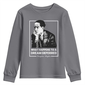 Langston Hughes Youth Sweatshirt A Dream Deferred Harlem Renaissance Black History TS09 Charcoal Print Your Wear