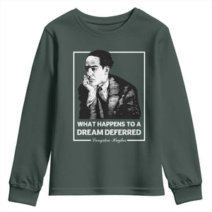 Langston Hughes Youth Sweatshirt A Dream Deferred Harlem Renaissance Black History TS09 Dark Forest Green Print Your Wear