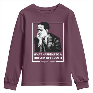 Langston Hughes Youth Sweatshirt A Dream Deferred Harlem Renaissance Black History TS09 Maroon Print Your Wear