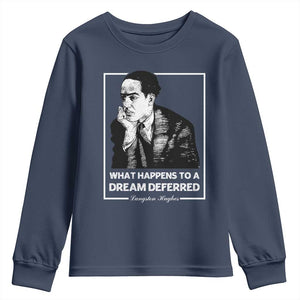 Langston Hughes Youth Sweatshirt A Dream Deferred Harlem Renaissance Black History TS09 Navy Print Your Wear