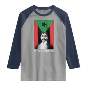 Arturo Schomburg Raglan Shirt Harlem Renaissance Puerto Rican TS09 Sport Gray Navy Print Your Wear