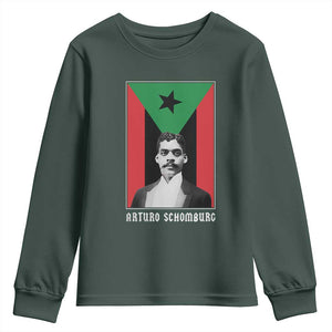 Arturo Schomburg Youth Sweatshirt Harlem Renaissance Puerto Rican TS09 Dark Forest Green Print Your Wear