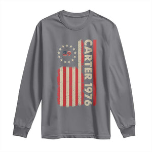 Jimmy Carter Long Sleeve Shirt 39th US President 1976 Retro American Flag TS09 Charcoal Print Your Wear