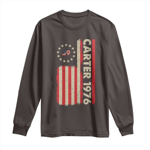 Jimmy Carter Long Sleeve Shirt 39th US President 1976 Retro American Flag TS09 Dark Chocolate Print Your Wear