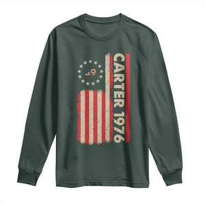 Jimmy Carter Long Sleeve Shirt 39th US President 1976 Retro American Flag TS09 Dark Forest Green Print Your Wear