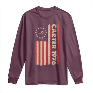 Jimmy Carter Long Sleeve Shirt 39th US President 1976 Retro American Flag TS09 Maroon Print Your Wear