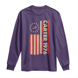 Jimmy Carter Long Sleeve Shirt 39th US President 1976 Retro American Flag TS09 Purple Print Your Wear