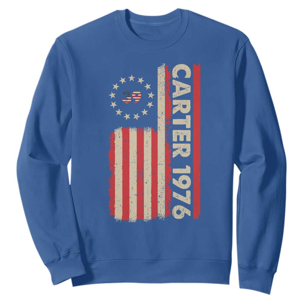Jimmy Carter Sweatshirt 39th US President 1976 Retro American Flag TS09 Royal Blue Print Your Wear