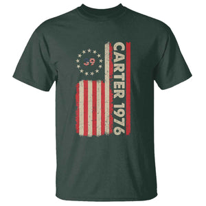 Jimmy Carter T Shirt 39th US President 1976 Retro American Flag TS09 Dark Forest Green Print Your Wear