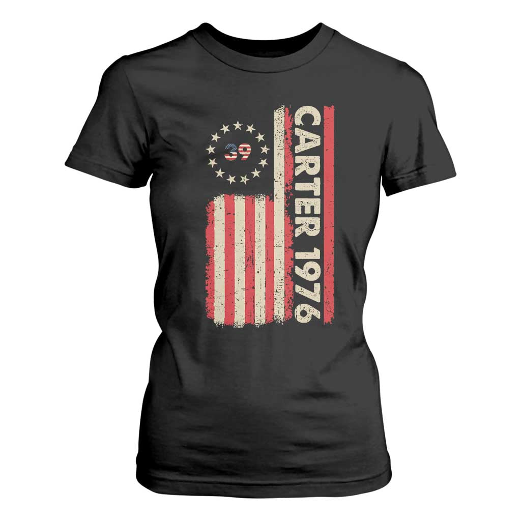 Jimmy Carter T Shirt For Women 39th US President 1976 Retro American Flag TS09 Black Print Your Wear