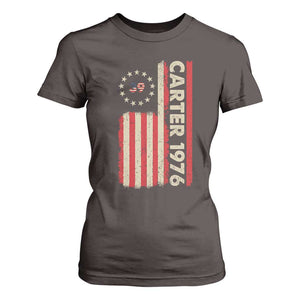 Jimmy Carter T Shirt For Women 39th US President 1976 Retro American Flag TS09 Dark Chocolate Print Your Wear