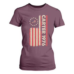 Jimmy Carter T Shirt For Women 39th US President 1976 Retro American Flag TS09 Maroon Print Your Wear