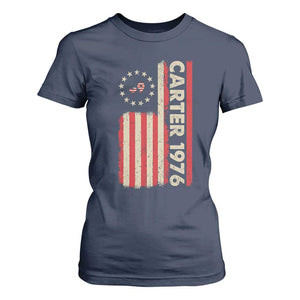 Jimmy Carter T Shirt For Women 39th US President 1976 Retro American Flag TS09 Navy Print Your Wear