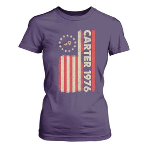 Jimmy Carter T Shirt For Women 39th US President 1976 Retro American Flag TS09 Purple Print Your Wear