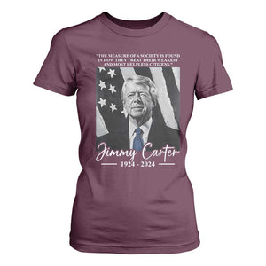 Jimmy Carter Quote T Shirt For Women The Measure Of A Society TS09 Maroon Print Your Wear