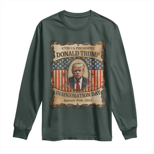 President Donald Trump Inauguration Day 2025 Long Sleeve Shirt TS09 Dark Forest Green Print Your Wear