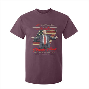 Trump Inauguration Day 2025 T Shirt For Kid 47th US President American Flag TS09 Maroon Print Your Wear