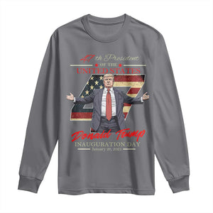 Trump Inauguration Day 2025 Long Sleeve Shirt 47th US President American Flag TS09 Charcoal Print Your Wear